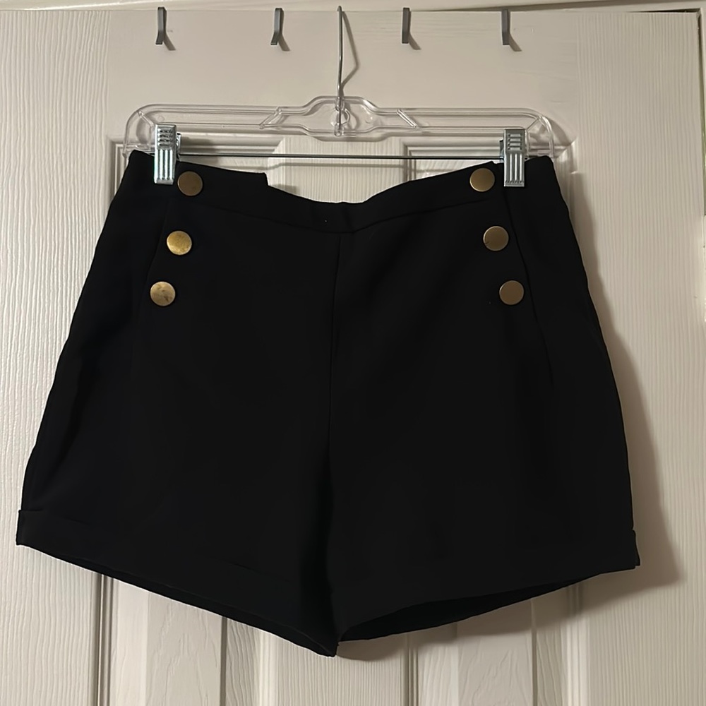 Military Style Shorts with Brass Buttons